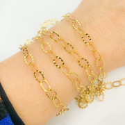 Y97GP. Gold Plated 925 Sterling Silver Hammered Round Link Chain